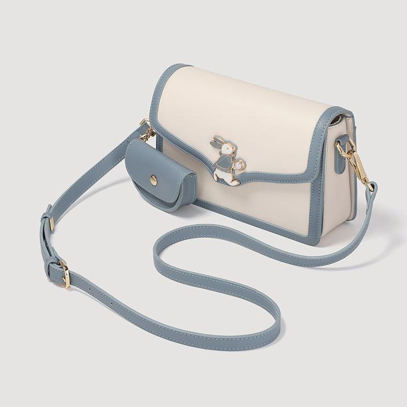 Women's Bag Bunny Small Square Bag New Style Fashion Fresh Trend All-match Messenger Bag Women's Summer Shoulder Bag Genuine Leather Women's Bag