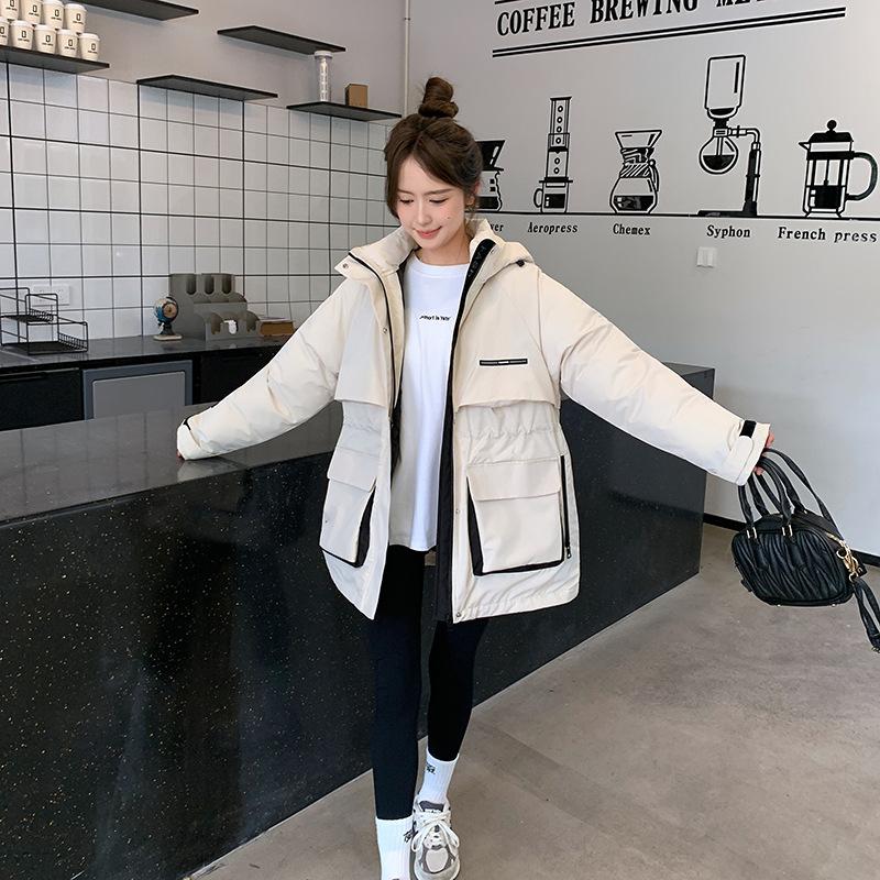 Down Jacket Women's New Winter Style Mid-length Waist Thickening Workwear Cotton Coat Jacket