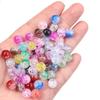 50pcs 8 10mm Acrylic Cracked Crystal Beads Double Color Glass Round Loose Bead For Jewelry Making DIY Bracelet Necklace Earrings