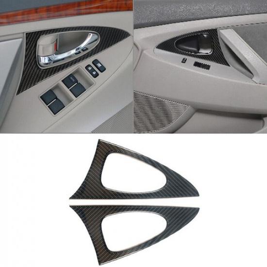 For Toyota Camry 2007-11 Carbon Fiber Interior Front Door Handle Cover Trim 2Pcs