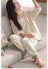 Women's Cotton Pajama Set - Seven Quarter Sleeve Casual Forest Style