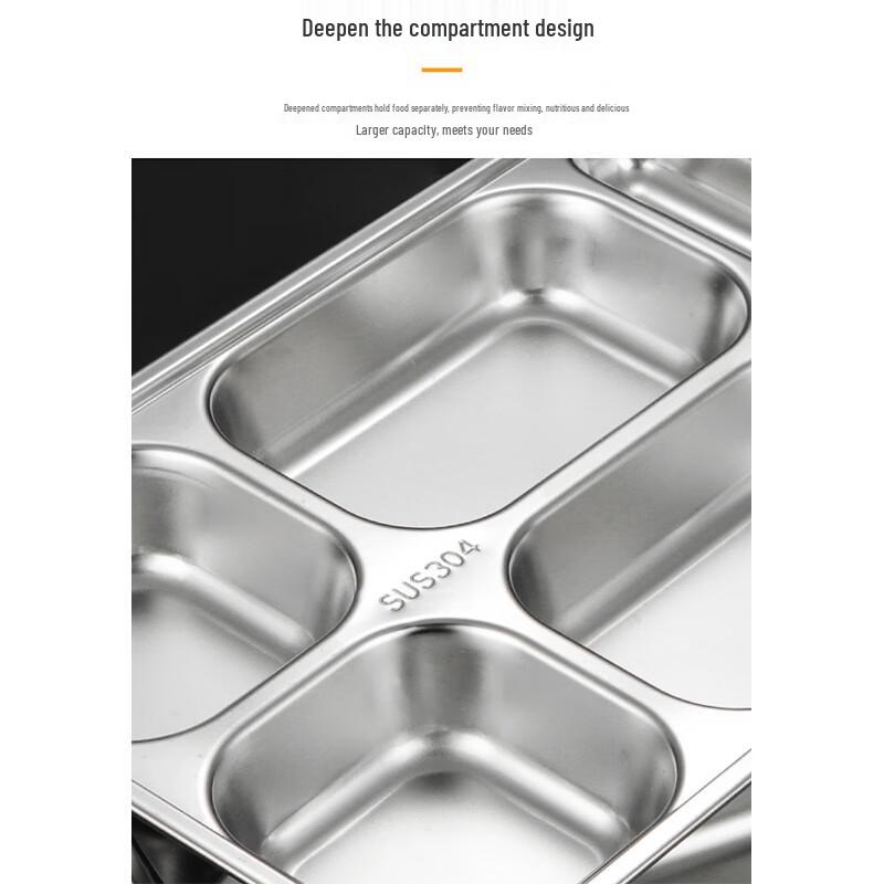 304 Stainless Steel 4-Compartment Divided Tray