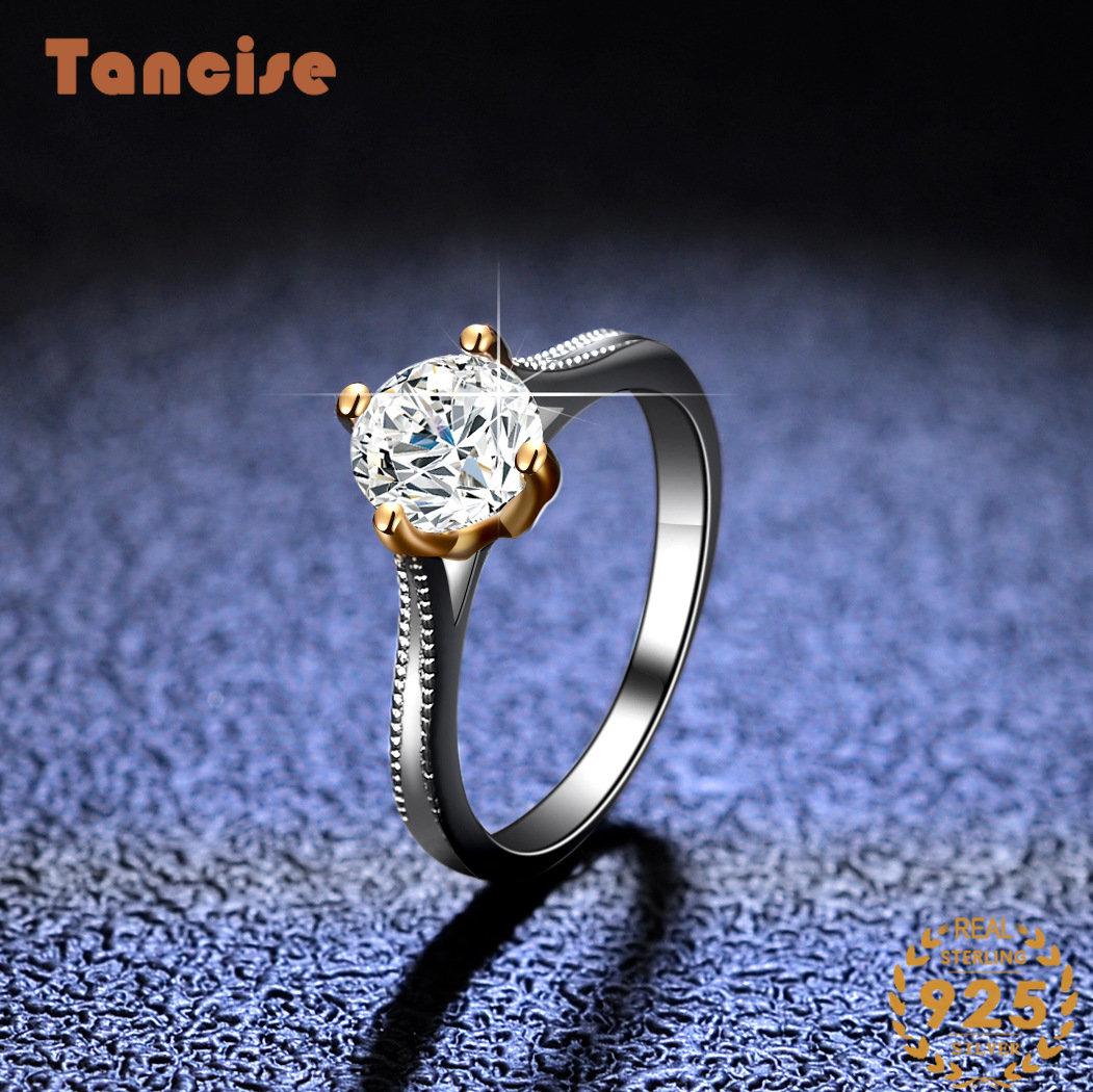 Tancise klassischer Moissanit-Silberring für Damen, Schmuck, Hochzeitsversprechen, Party-Geschenk_voghion.com