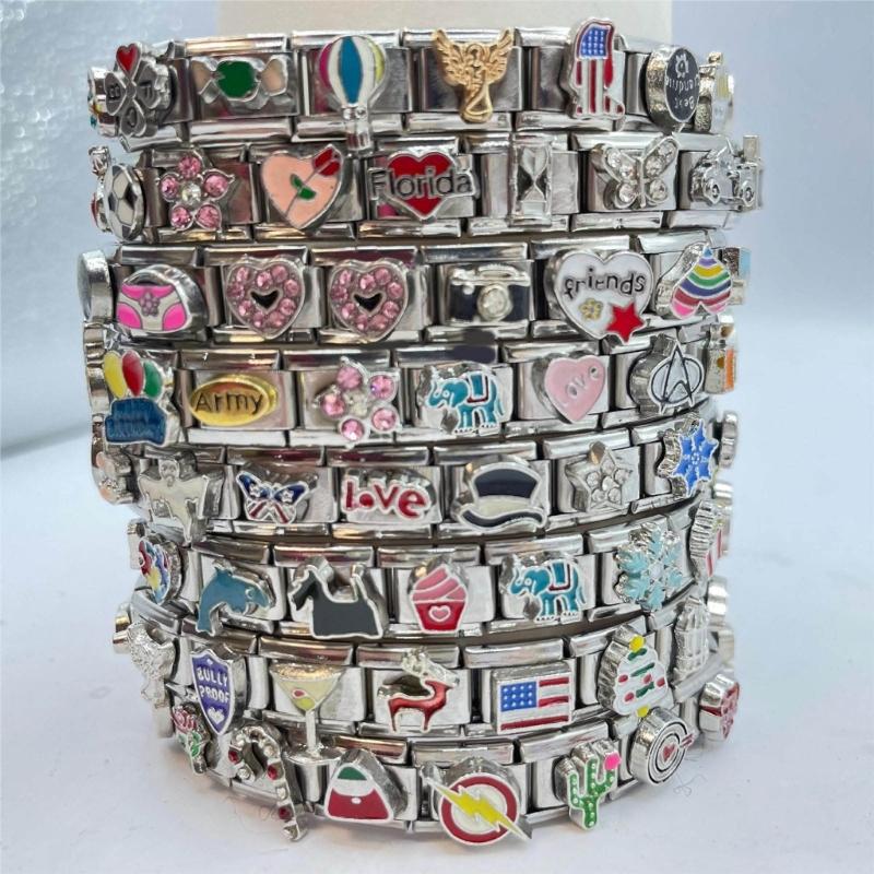 Fashion Flower Charm Italian Links Fit for 9mm Bracelet Stainless Steel Jewelry Making DIY Handmade Women Jewelry Gift