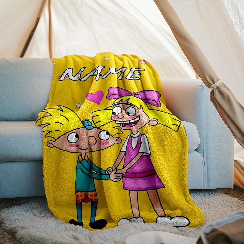 Personalized Custom Name Blanket - Hey Arnold Print Design,Blanket for Sofa,Bed,Travel,Camping - Soft and Warm, Great Gift