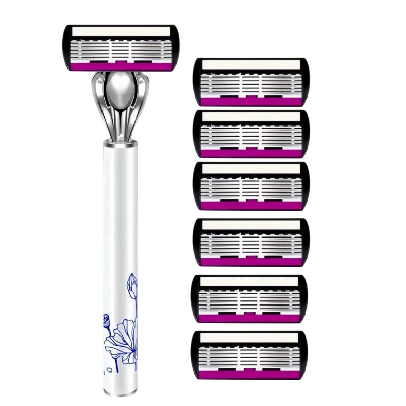 6-layer Razor Blade, Men's Stainless Steel Blade, Classic Water Washed Razor, Sharp Blade for Clean Shaving