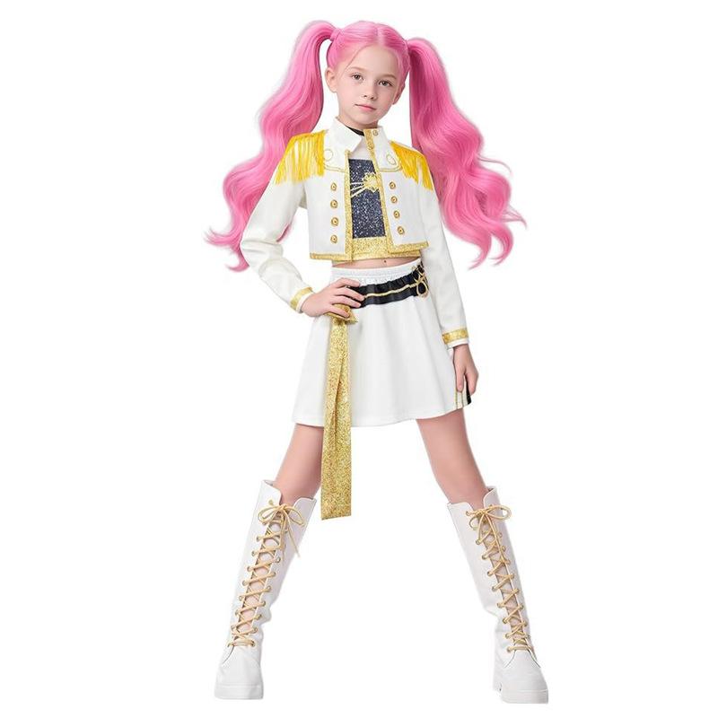 2025 New Cosplay Suit Devil Hunter K-pop Three-piece Suit Clothing Pop Singer Halloween Girls Skirts and Upper Garment Wear Set