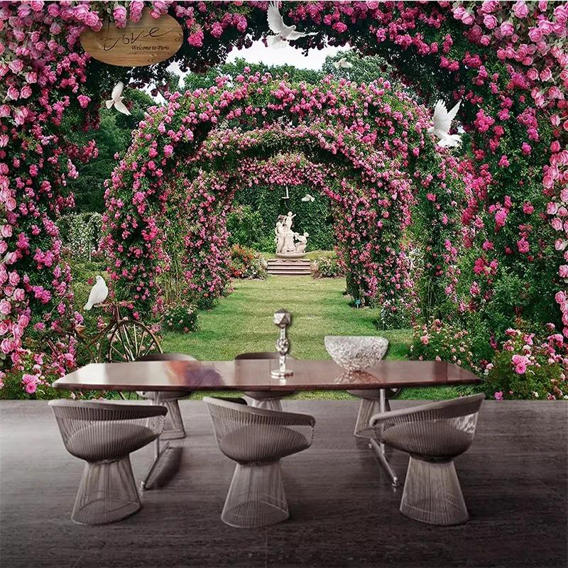 Romantic Flowers Photo Wallpaper 3d Rose Wreath Large Mural For Living Room Bedroom Wall Paper Home Decor