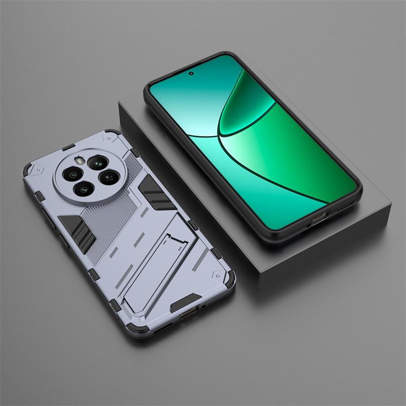 For Realme 12 4G Case Realme 12 4G Cover Shockproof TPU Armor PC Silicone Stand Holder Protective Phone Back Cover Realme 12 4G