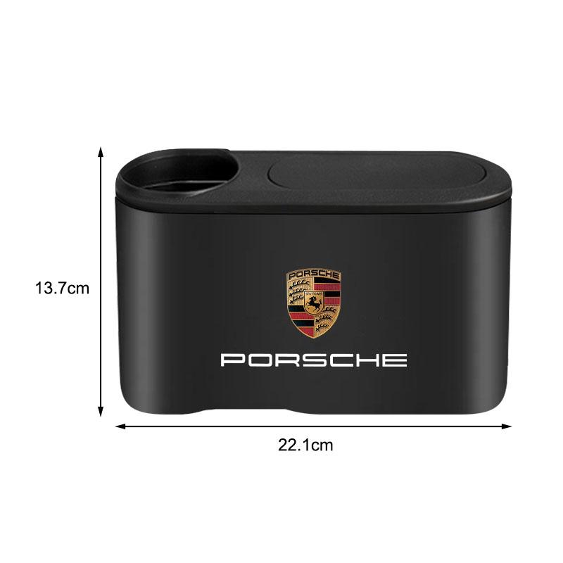 1Pcs Trash Can Auto Emblem Garbage Box Bin Storage Car Accessories For Porsche Boxster Cayenne Panamera Macan Cayman 911 918 996 917 991