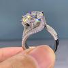 Wosikate Luxury 5 Carat Moissanite Gemstone Six Claws Super Sparkling Ring For Women Fashion Wedding Jewellery Adjustable Ring