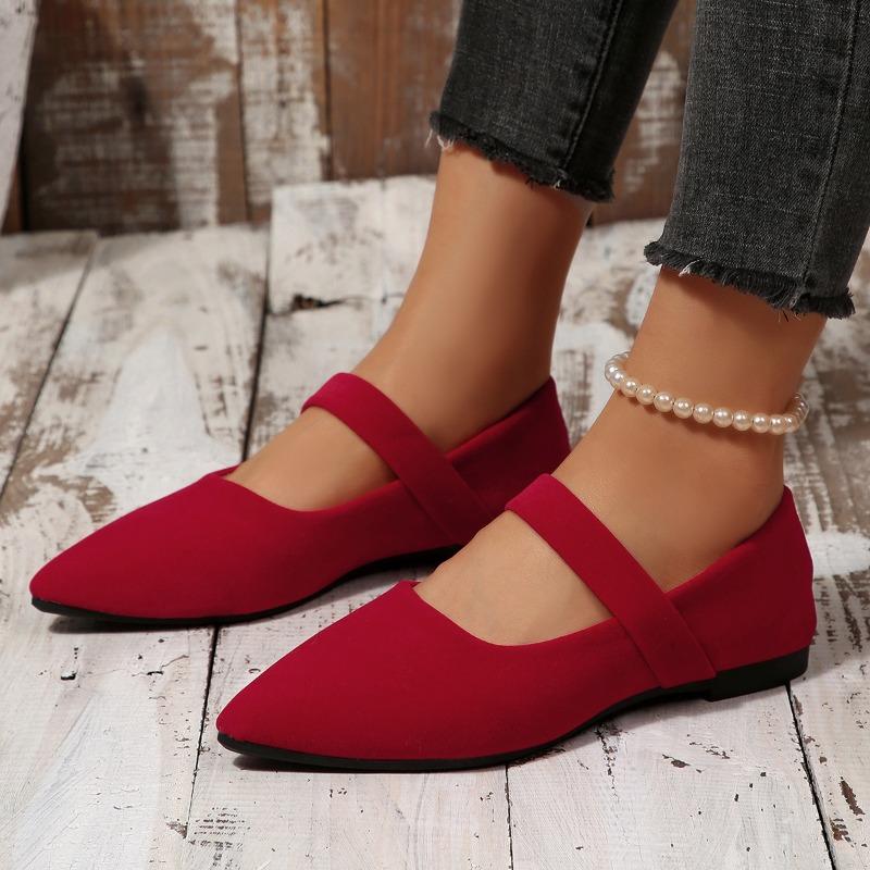 Plus-size Pointed-toe Low-cut Flat-bottomed Women's New-style Low-heeled Shoes