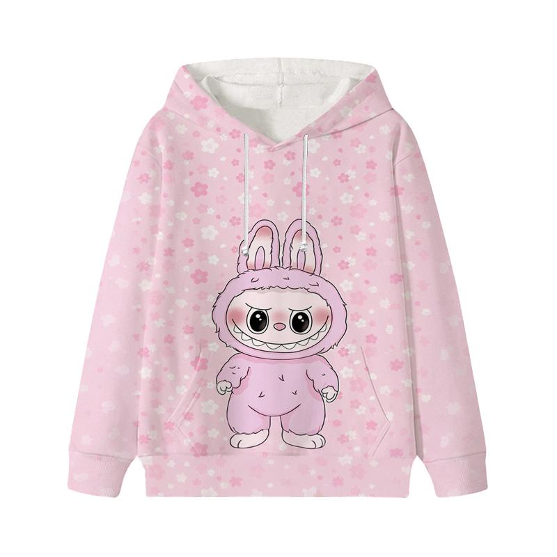 Labubu Printed Kids Long Sleeve Anime Boys Girls Hoodies Autumn Casual Clothes Thin Coat Children Cartoon Jackets Gifts