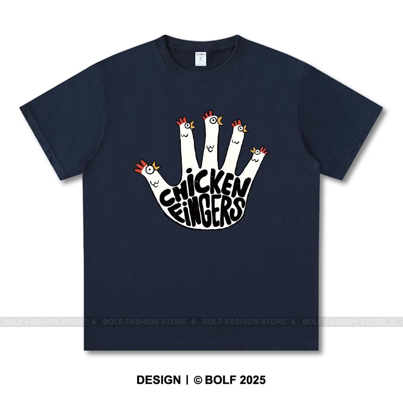 Chicken Fingers Printed T-Shirt 100% Cotton Oversized Foodie Graphic Tees for Men Women Summer Tops Snackcore Streetwear