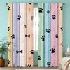 Rainbow Wood Curtains 2pcs – Dog Paw Prints on Pastel Planks, Whimsical Window Decor for Pet Lovers and Children’s Rooms