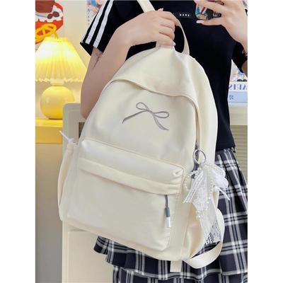 Schoolbag Bow School Bag Girls Japanese Ins Style Simple College Student Backpack Lightweight Fashion High School Backpack Women