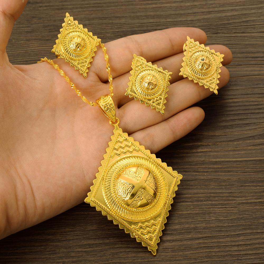 

Позолоченные модные эфиопские комплекты ювелирных изделий большого размера, позолоченные пластины для невесты в Африке, свадебный комплект в Эритрее, подарок