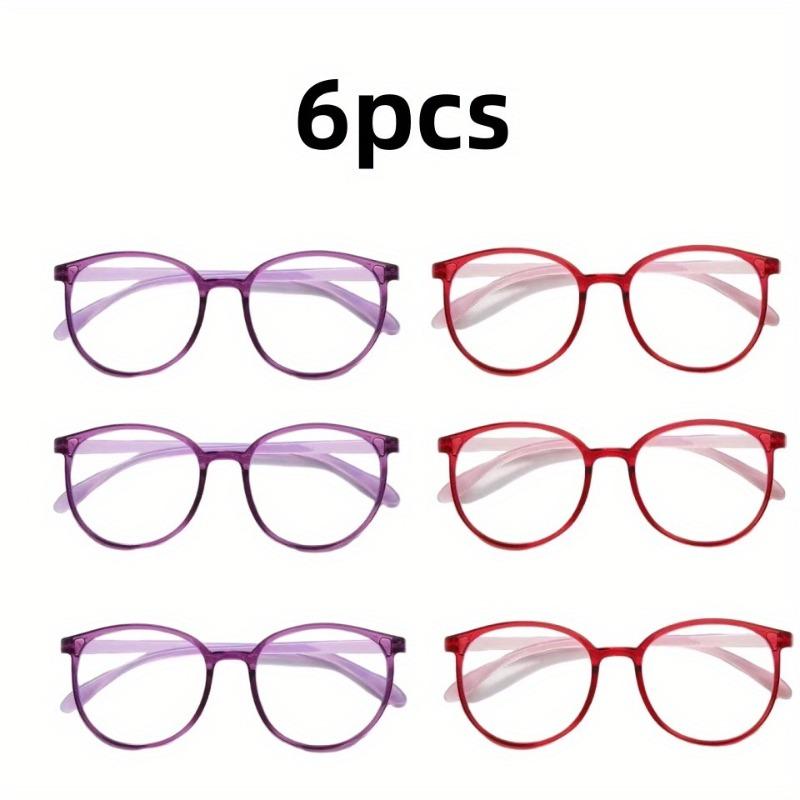 6pcs Round Frame Fashionable Decorativereading Glasses Anti Blue Light Reading Glasses Unisex