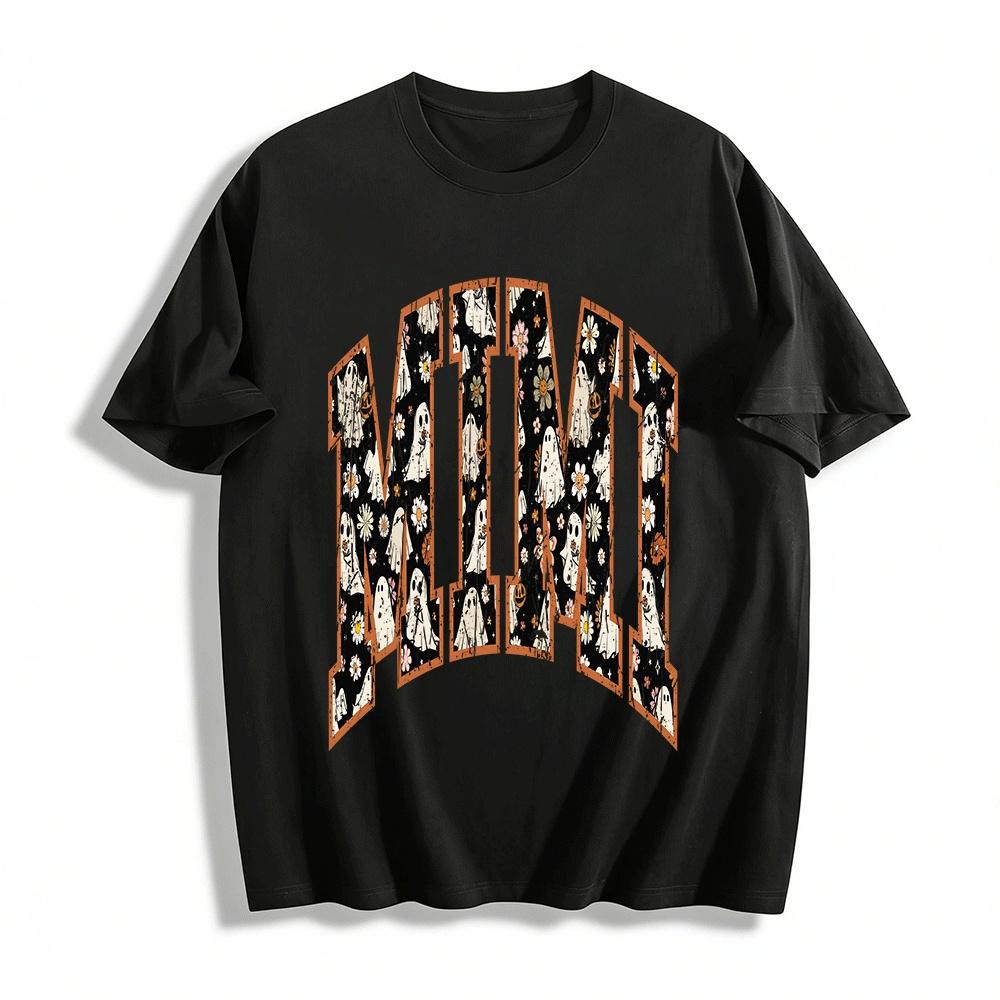 

Vintage Halloween Ghost Floral MIMI Graphic Casual Top Pure cotton T-shirt XXS
