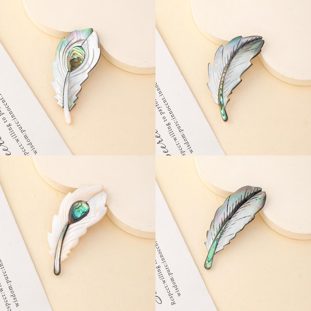Handcrafted Shell Feather Black Butterfly Brooch Pendant Jewelry For Women