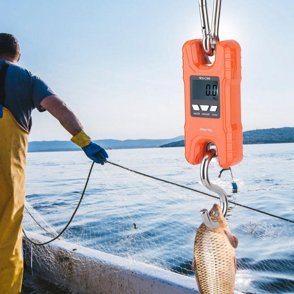 500 Kg Mini Crane Scale Portable Digital Hanging Scales LCD Display for Home Farm Market Fishing