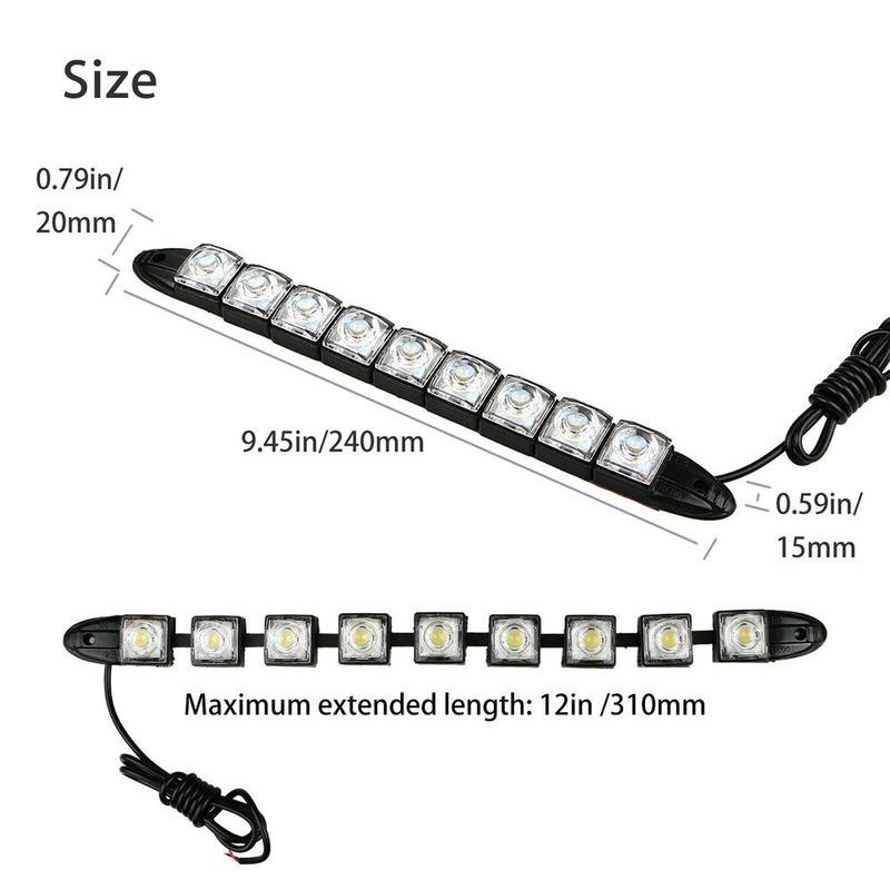 1pair 9 LED 12V Daytime Running Lights Flexible Waterproof Car Head Lamp Led Light Fog Day Driving Head