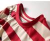 Striped Women's T-Shirt Dress - Short-Sleeved, Split Hem, Medium Length