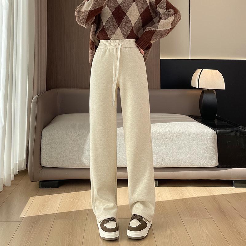 Women s 2026 Herringbone Wool Pants - Thickened Velvet, Wide-Leg, Casual Autumn/Winter Style. S (Upgraded Fabric)