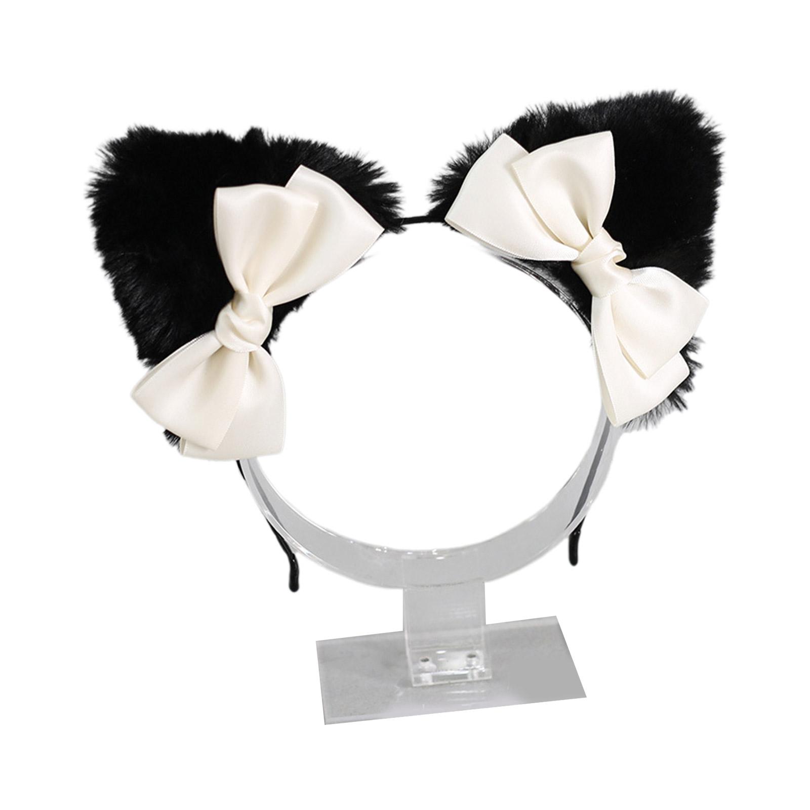 

Унисекс повязка на голову в форме кошачьих ушей с бантом, декор для взрослых и подростков, обруч для волос, макияж, прямая трансляция, вечерние головной убор 4