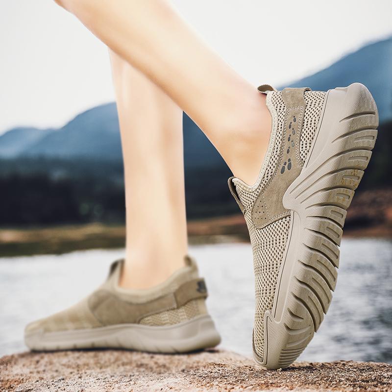 Fashion New Brand Design Men Casual Shoes Breathable Mesh Shoes Soft Sole Slip-On Sneakers Running Shoe Male Loafers Walking Footwear