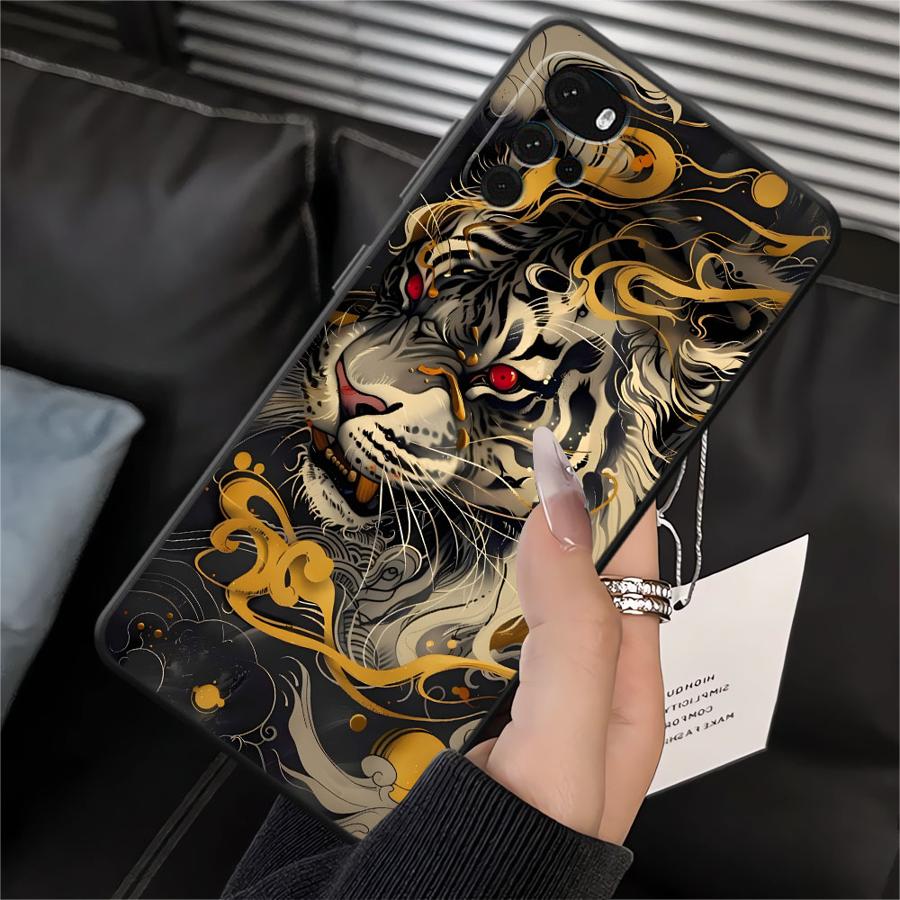 Phone Cover Case for Motorola Moto G52 G53 G30 G51 G73 G50 G71 Edge 20 Pro 30 Lite G22 Edge40 G60s G32 Cool Tiger Lion