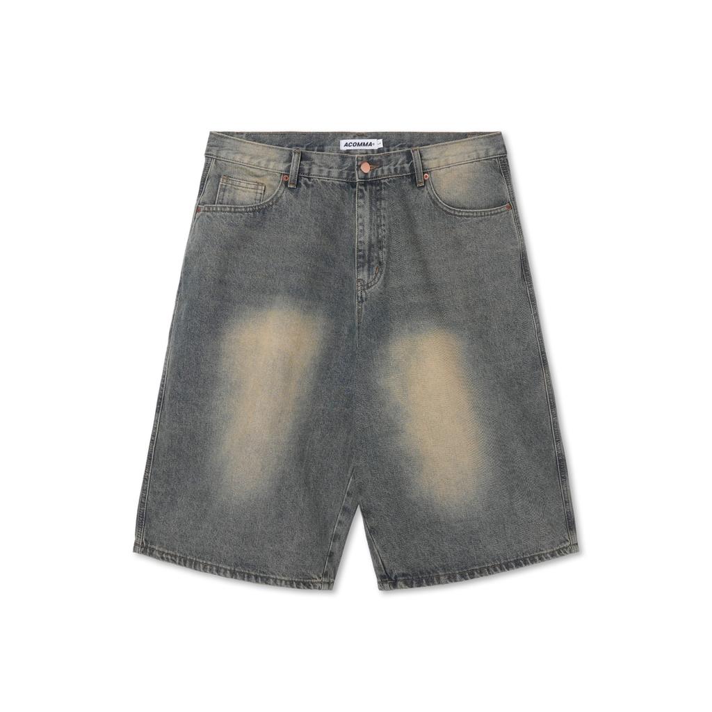 APOSTROPHE COMMA Horizon Middle Wide Denim Shorts_Washed Black