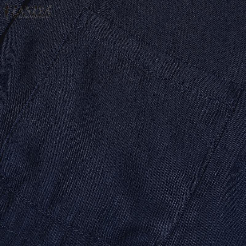 ZANZEA Damen Umlegekragen Lässige Langarmbluse