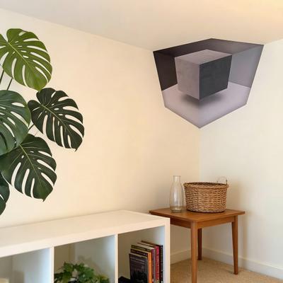 Optical Illusion Wall Art 3D Corner Wall Decal Peel And Stick Removable 3D Effect Cube Wall Art for Living Room Office Bedroom Dorm