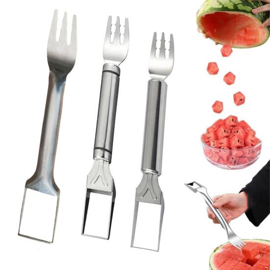 Stainless Steel Watermelon Cutter Dual Head Slicer Serving Fork Dishwasher Safe Fruit