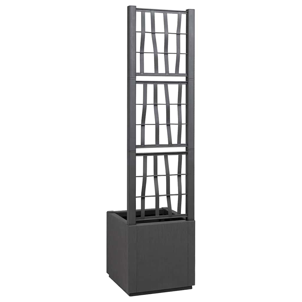 Garden Planter with Trellis Dark Grey 36 X 36 X 140 Cm PP