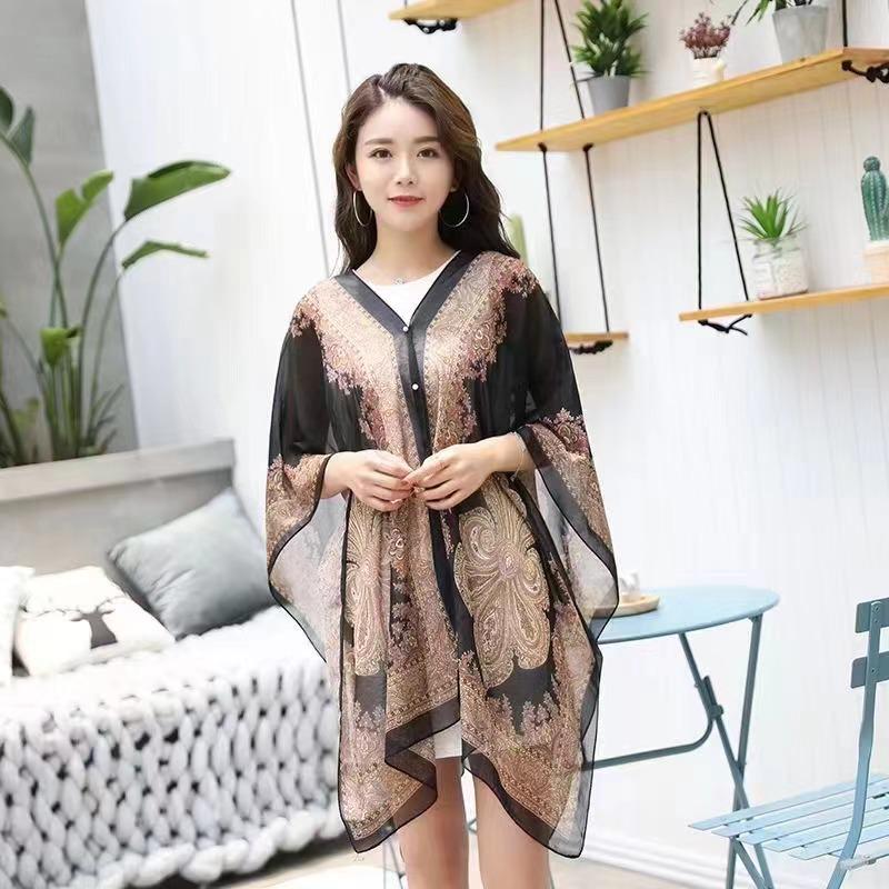 

Cashew Print Chiffon Sun Protection Shawl: Versatile Women s Cycling and Beach Scarf High-Quality Skin Feel