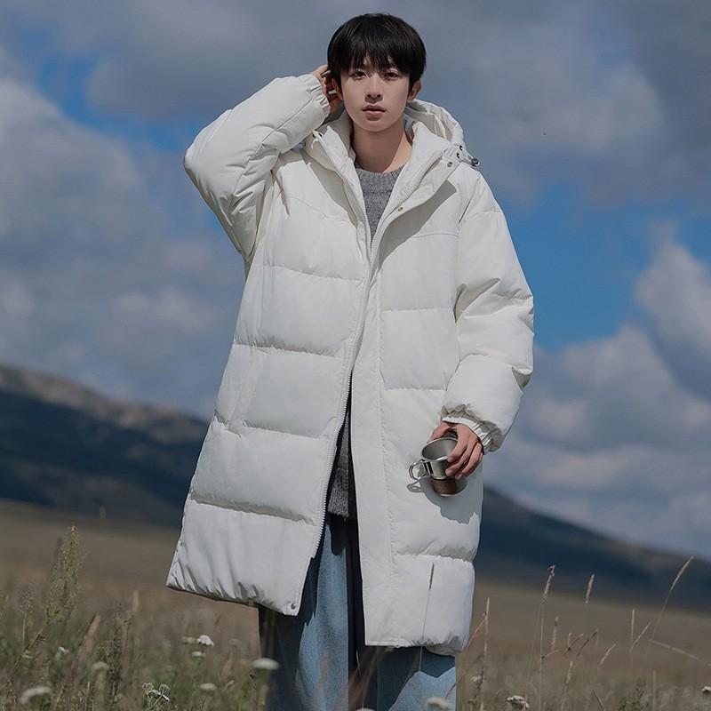 Winter Couples Patchwork Cotton Coat Mens Womens Long Knee-Length Warm Windproof Thick Puffer Jacket