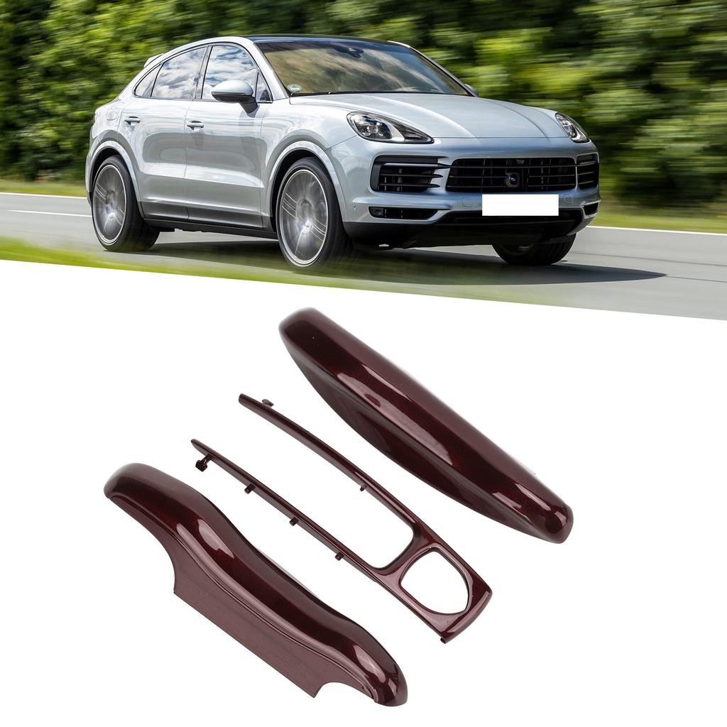 Car Remote Control Key Protective Cover 3 Parts Replacement for Cayenne Panamera 911 TaycanRed Wood