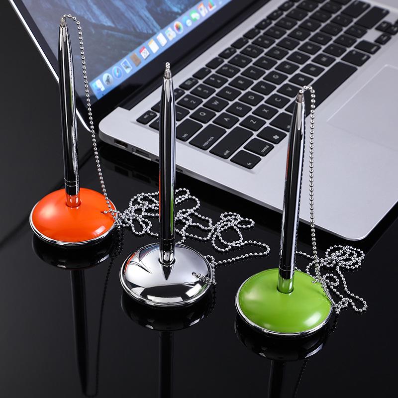 Metal Table Pen with Chain and Logo for Hotel Guest Signatures