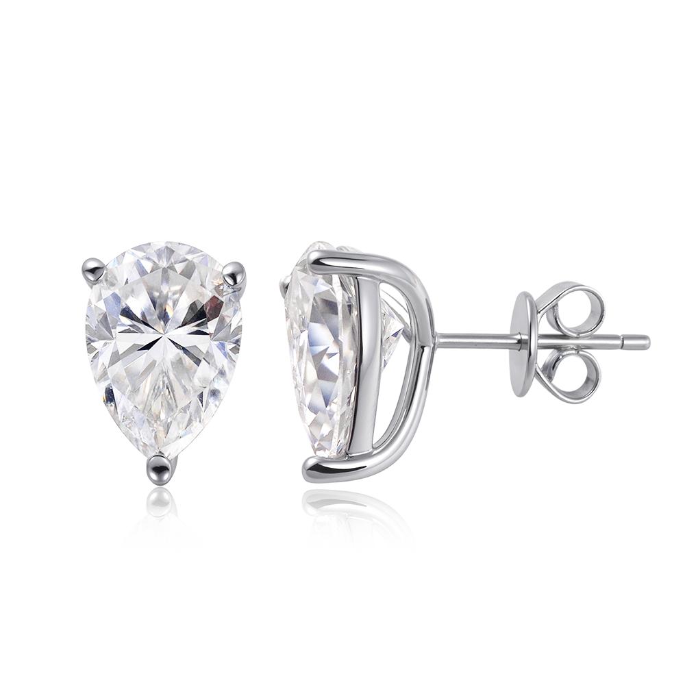 OEVAS 0.5-4Carat Pear Cut Moissanite Stud Earrings 100% S925 Silver Waterdrop Lab Diamomd Ear Studs for Women Fine Jewelry Gift