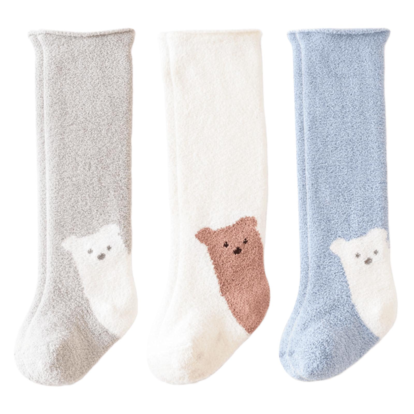 

3 пары зимних теплых длинных носков для малышей, детские гольфы с рисунком животных, гольфы для детей 1-3 лет M