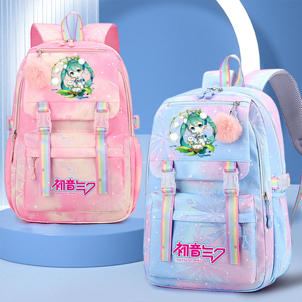 Anime Anime Hatsune Miku Bedruckter Rucksack mit großem Fassungsvermögen, wasserdicht, für Teenager, Schüler, Mädchen, Jungen, Schultasche, Büchertasche, Reisetasche