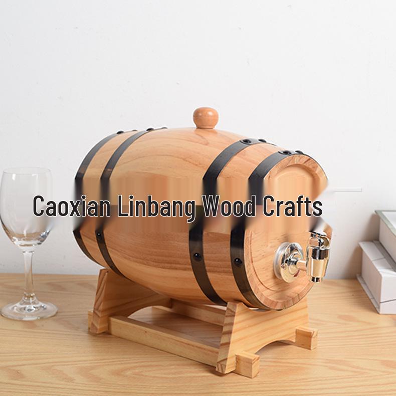 3L Oak Barrel for Red Wine - Wooden Horizontal Gift Cask