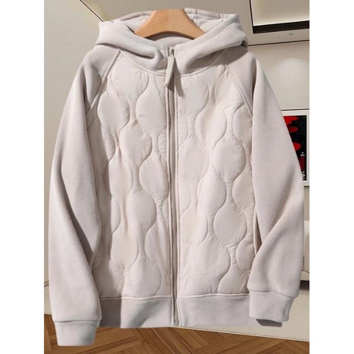 

2025 Autumn/Winter Sherpa Hoodie: Windproof, Warm, Velvet-Lined, Color Block Jacket L (100-115 kg)