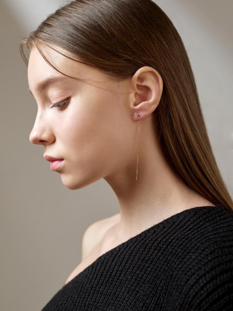 14K Zirkonia-Ohrringe mit langer Kette GI14EE344