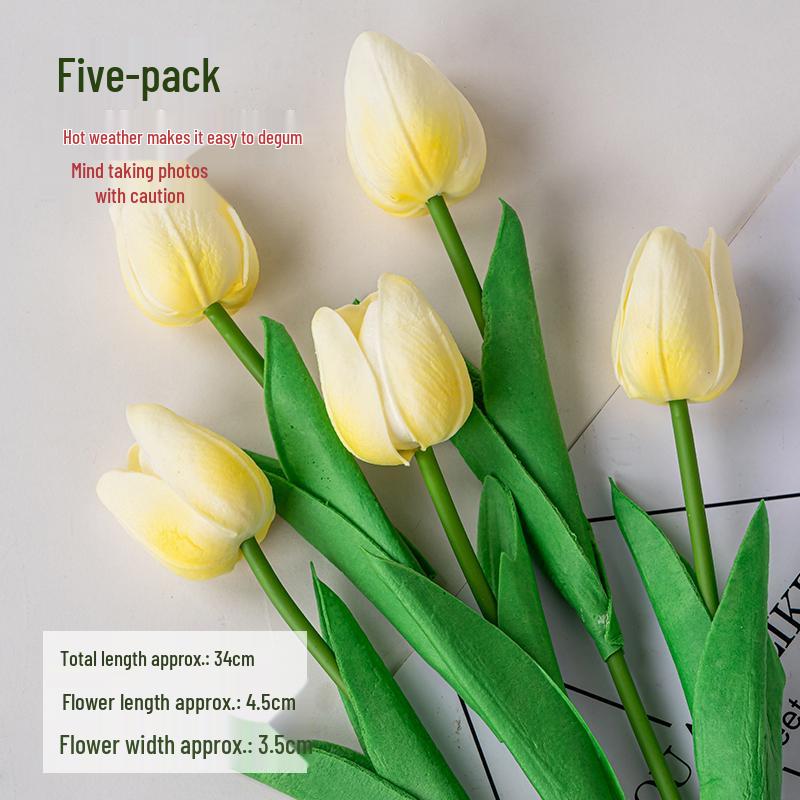 Minimalistischer Tulpen-Kuchenaufsatz mit frischen Blumen und Band für den Muttertag oder Geburtstag