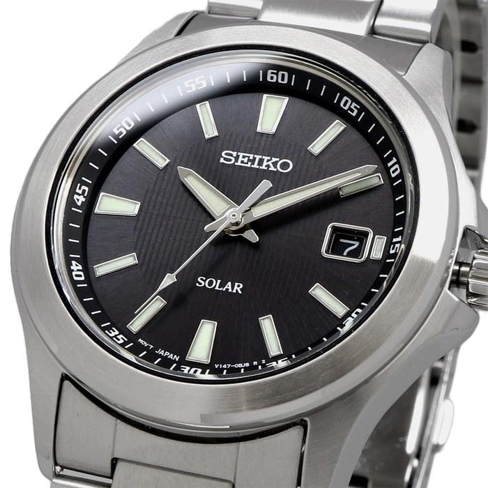 Seiko Solar Quartz Watch SBPN067 Silver Black Men's