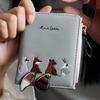 Women PU Leather Animal Embroidered Wallet Cute Bifold Purse with Zipper Coin Pocket, ID Window, Card Slots and Cash Compartment