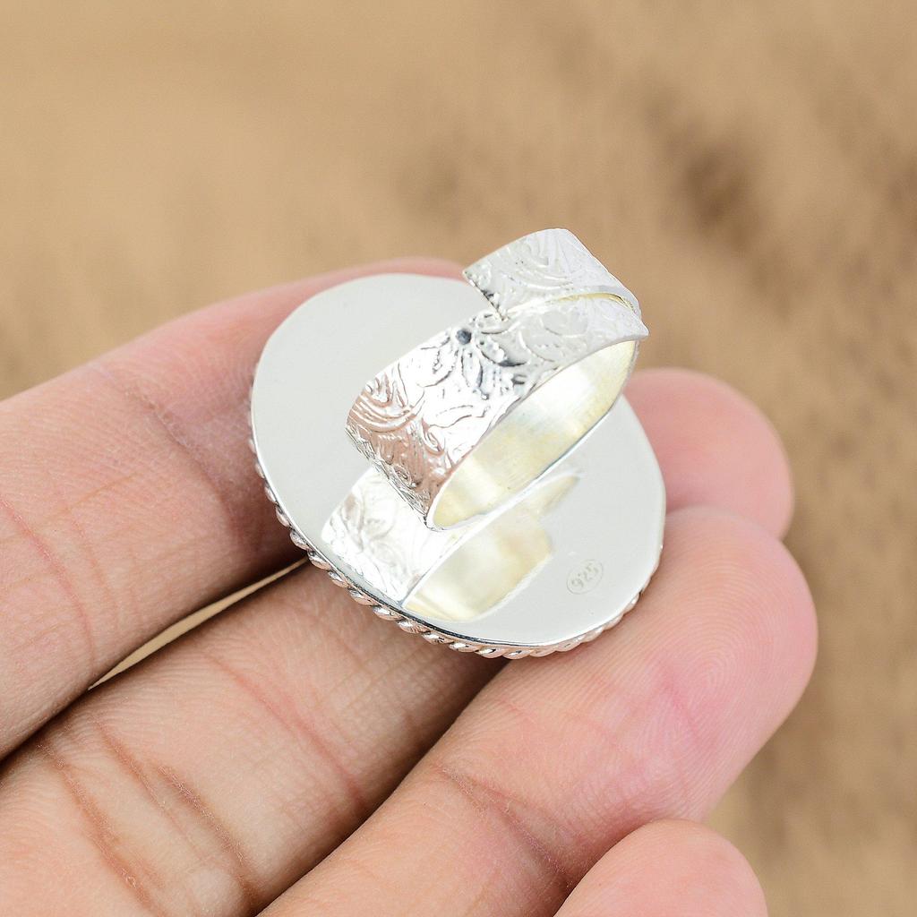 Mothers day Sale Sterling Silver Natural Larimar Multi Stone Wife Ring Jewelry